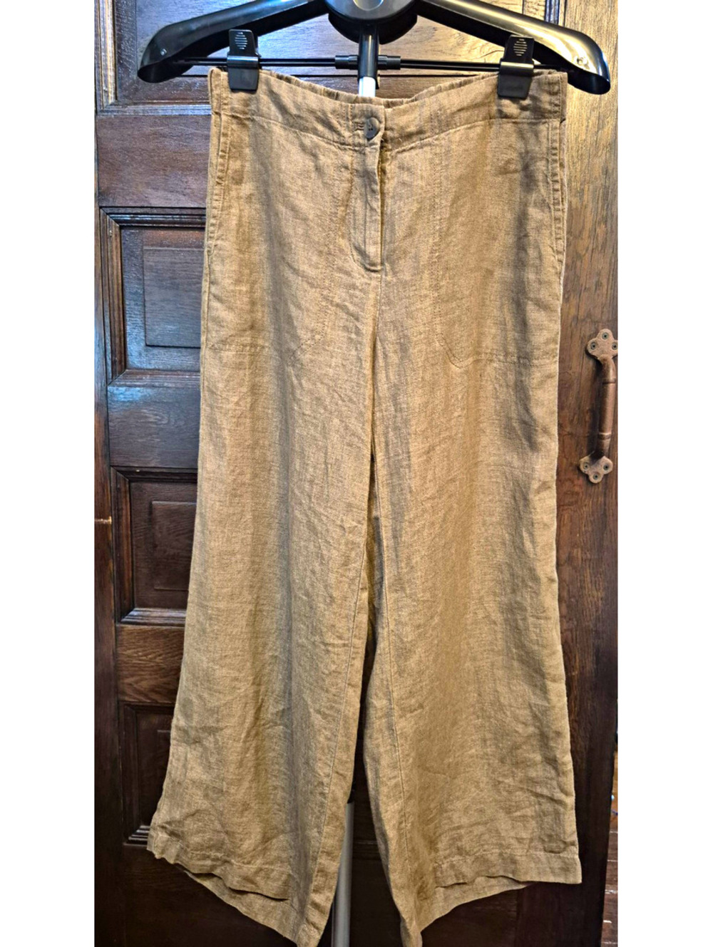 J. Jill Women's Brown Linen Wide-Leg Pants XS ankle length